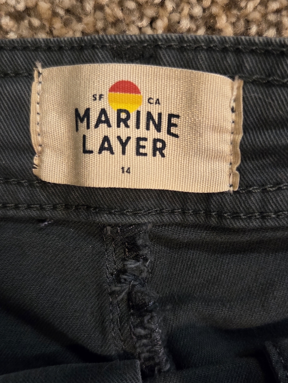 Marine Layer Bridget Flare Pants with Frayed Hem Forest Green Sz 14 - Picture 3 of 6